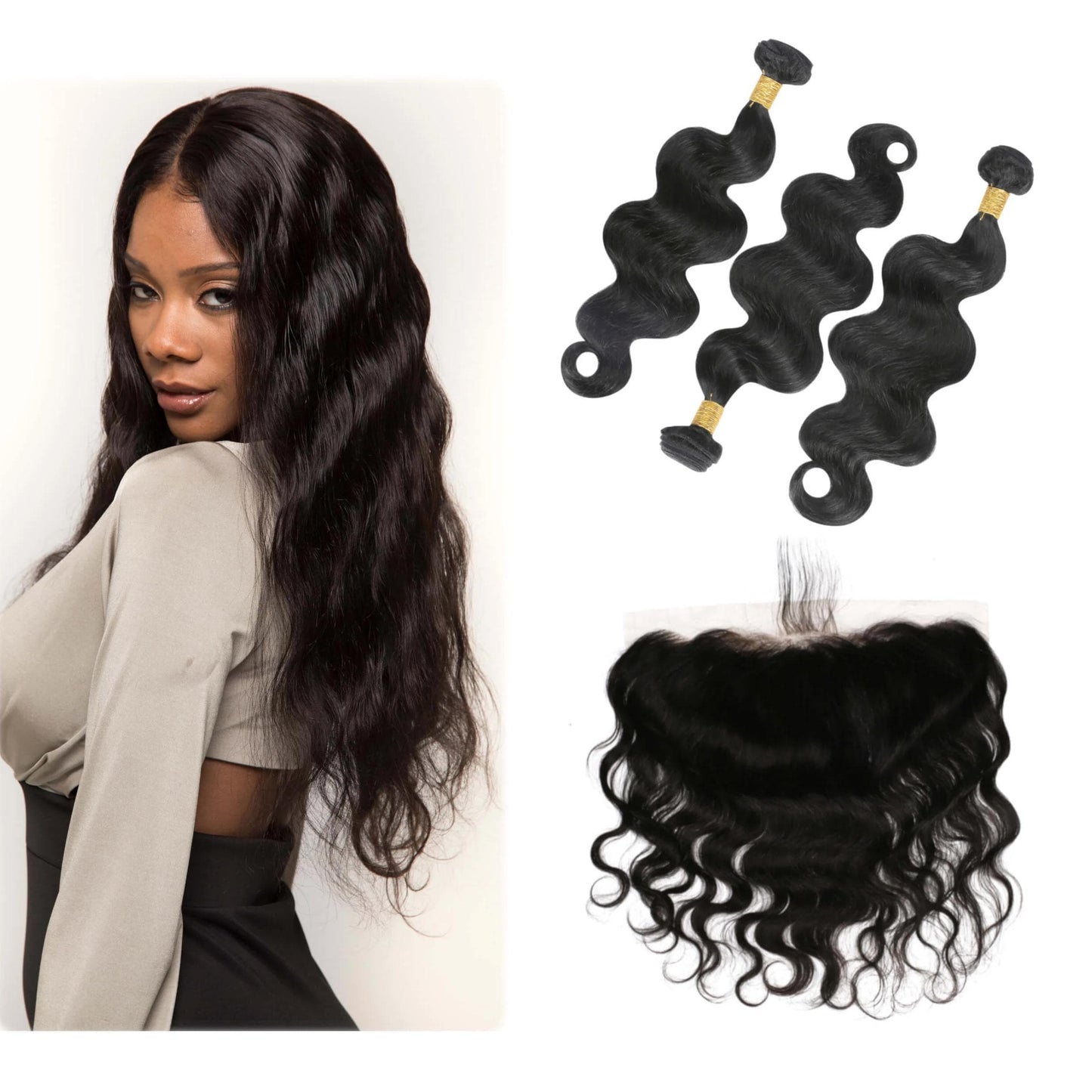 9A Grade Peruvian Virgin Hair Body Wave - 3 Bundles + Body Wave Frontal