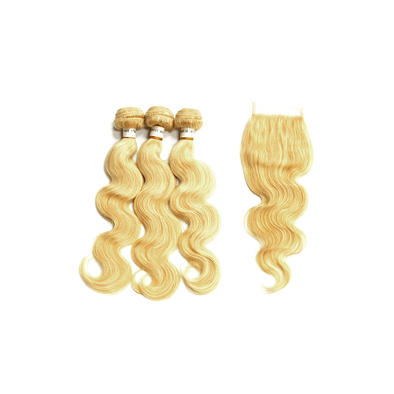 8a Grade brazilian Virgin Hair Body Wave color 613 - 3 Bundles + 613 Body Wave Closure