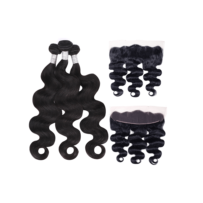 10A Grade Indian Remy Hair Body Wave - 3 Bundles + Body Wave Frontal
