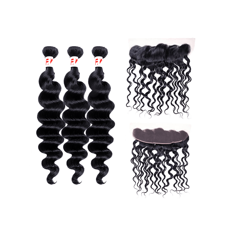 9A Grade Peruvian Virgin Hair Loose Wave - 3 Bundles + Loose Wave Frontal