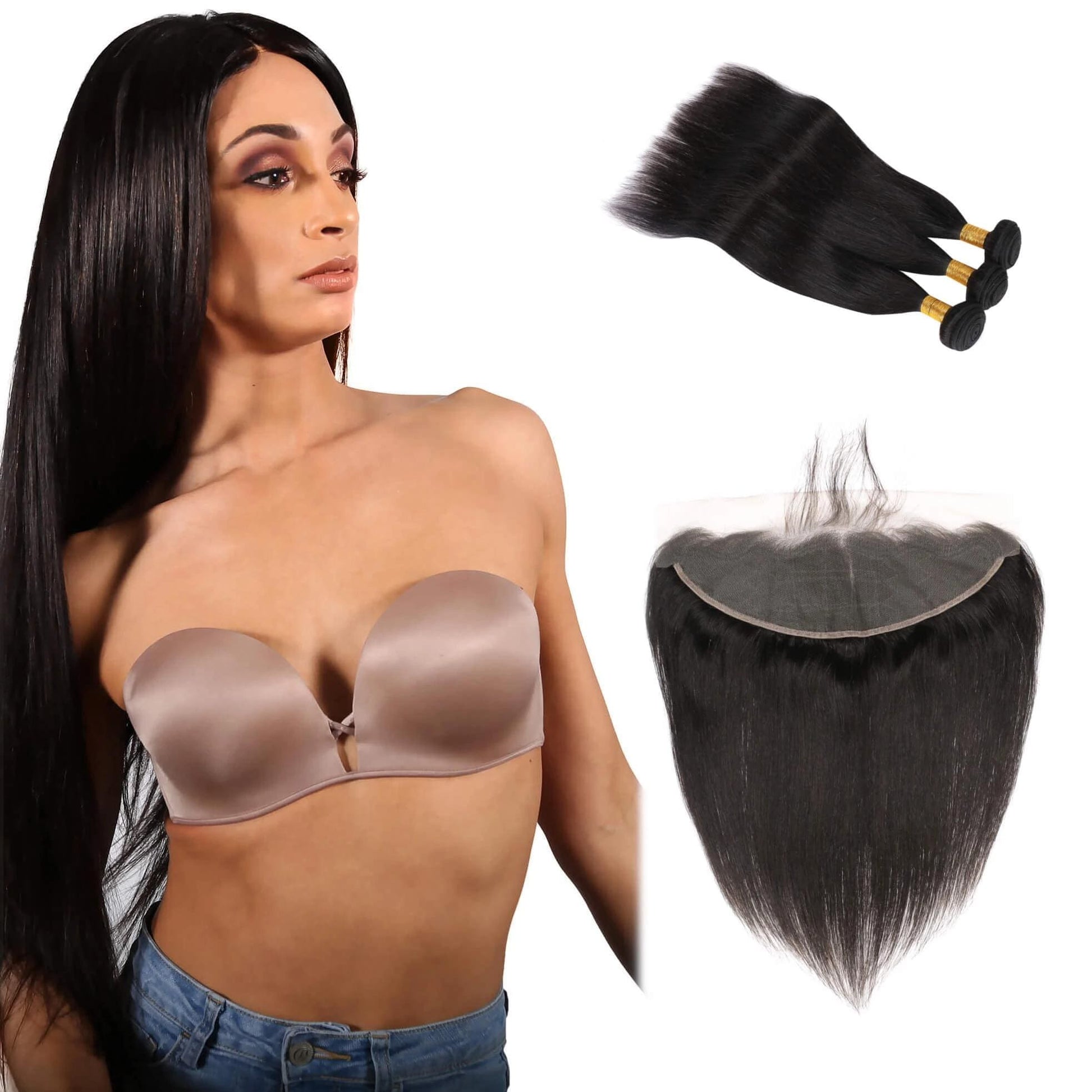 9A Grade Peruvian Virgin Hair Straight - 3 Bundles + Straight Frontal